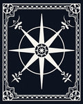 Star Compass Ornate Border Design Rug