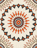 Orange White Black Geometric Mandala Rug