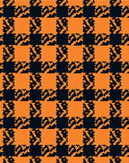 Orange Black Pixelated Checked Pattern Rug