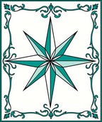 Teal Starburst Intricate Border Rug