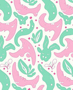 Whimsical Pink Teal Abstract Shapes Rug