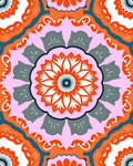 Vibrant Floral Mandala Patterned Design Rug