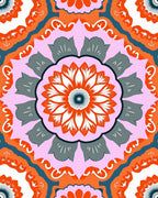 Vibrant Floral Mandala Patterned Design Rug