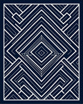 Sharp Geometric Art Deco Navy Diamond Rug
