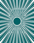 Radiating Teal Sunburst Graphic Design Rug
