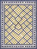Navy Gold Lattice Overlay Rug