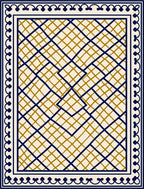 Navy Gold Lattice Overlay Rug