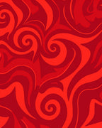 Vibrant Red Swirling Tribal Pattern Rug