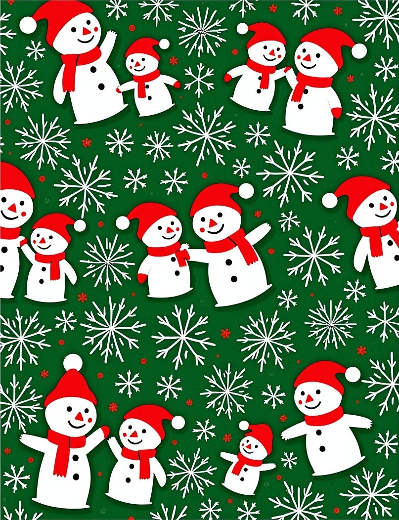 Charming Snowmen Snowflake Pattern Rug