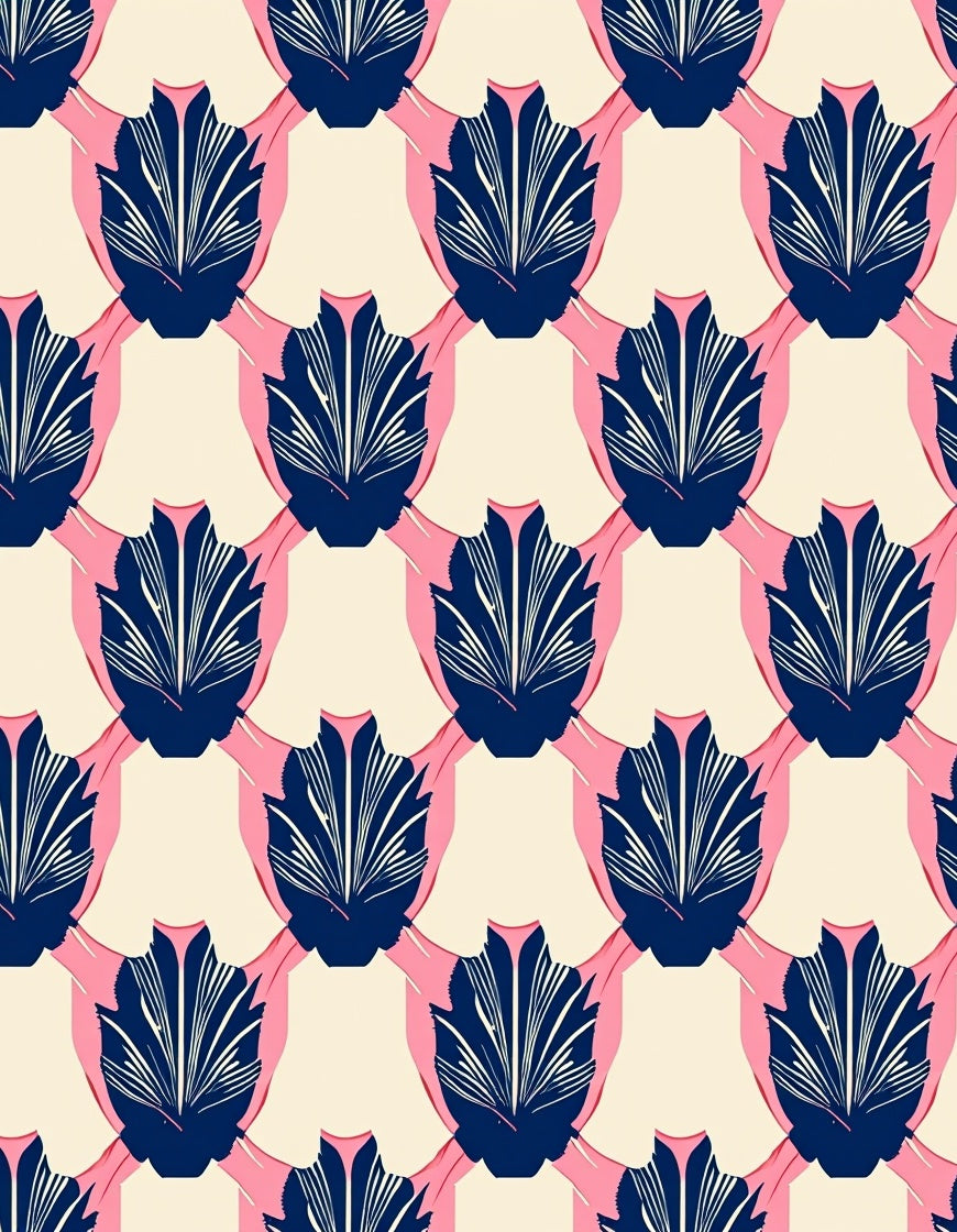 Navy Shell Pattern on Cream Background Rug