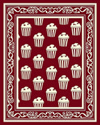 Sweet Cupcake Patterned Bordered Design Rug