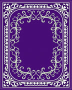 Elegant Purple White Floral Scroll Pattern Rug