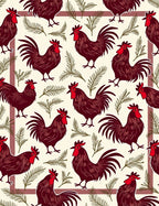 Charming Rooster Pine Sprig Pattern Rug