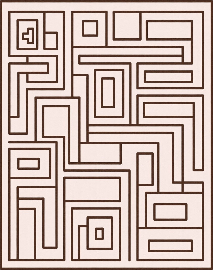 Geometric Maze Brown Beige Rug