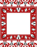 Red Cultural Border With Abstract Elements Rug