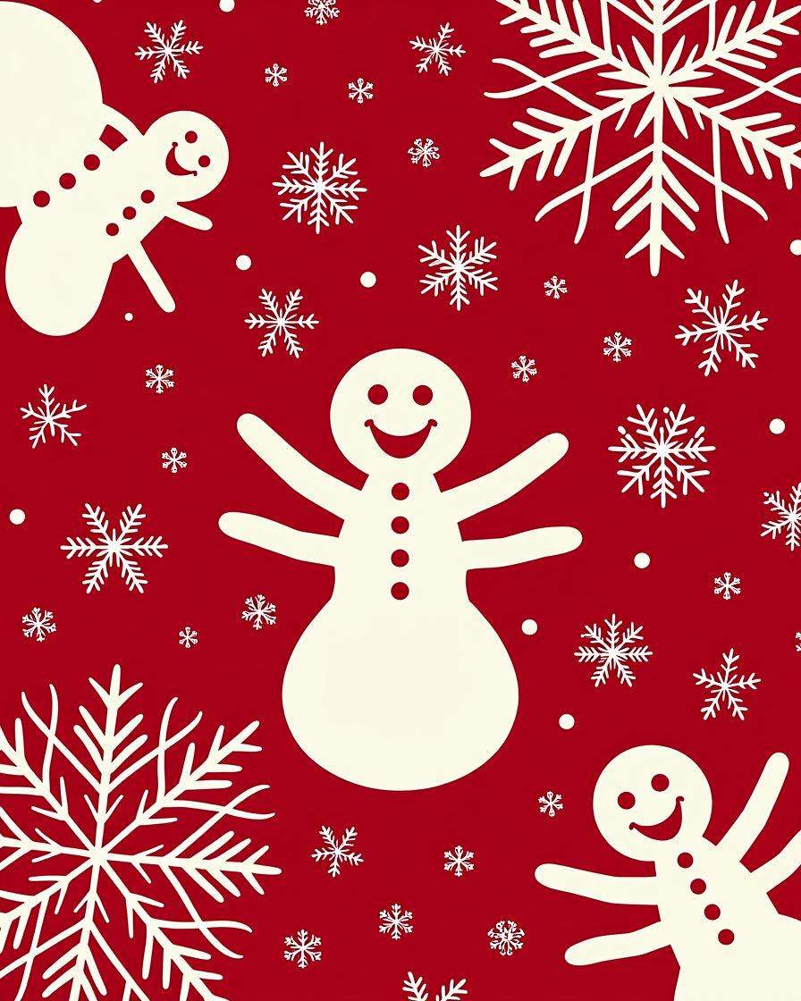 Playful Snowmen Snowflake Pattern Rug