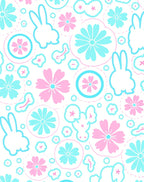 Pastel Bunny Floral Outline Design Rug