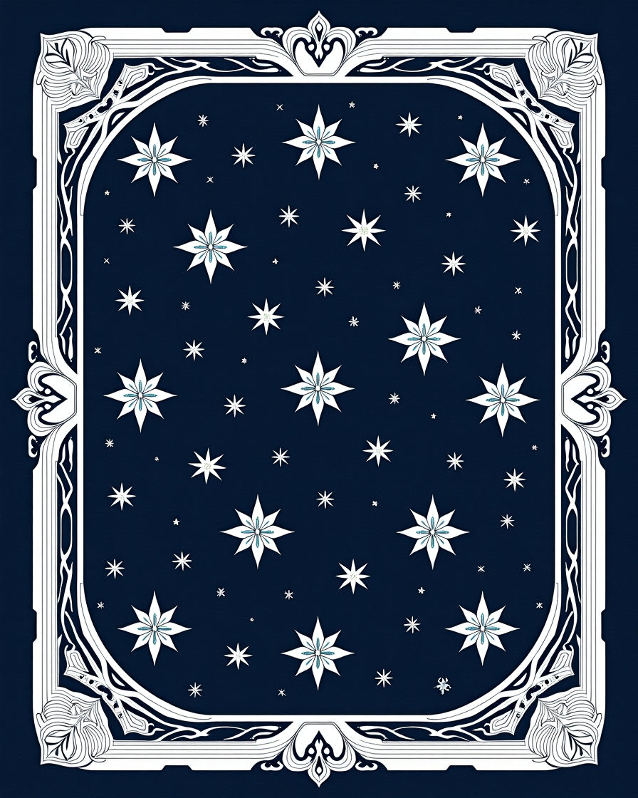 Celestial Star Pattern With Ornate Border Rug