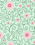 Whimsical Pink Floral Swirl Pattern Rug