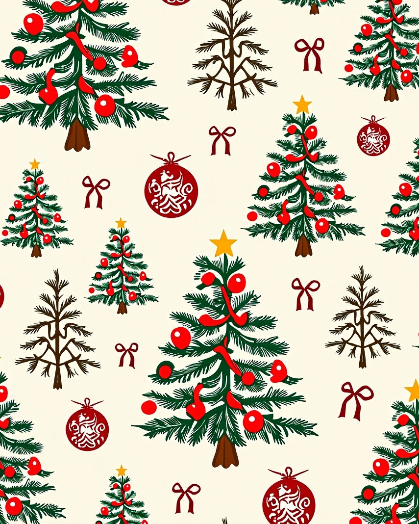 Festive Trees Christmas Ornaments Design Rug