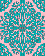 Teal Floral Pattern Decorative Rug