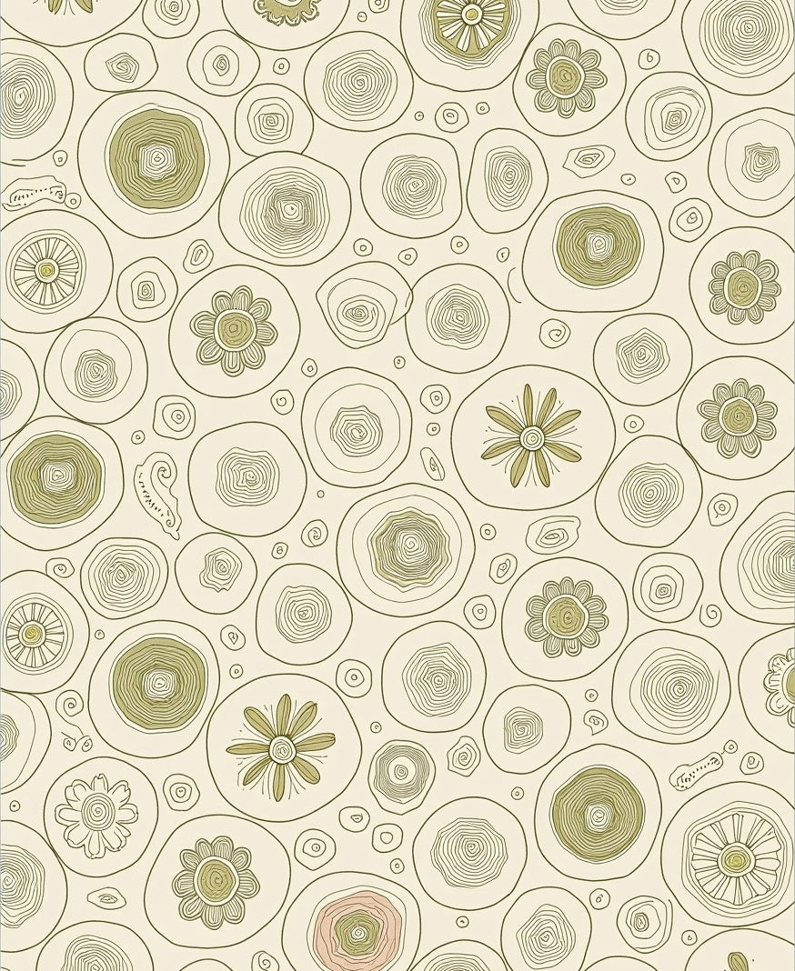 Circles with Whimsical Floral Accents Rug