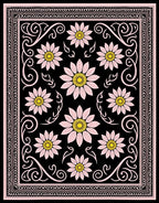 Pink Daisy Floral Scroll Design Rug