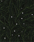 Lush Green Leaf Pattern with White Flowers Rug