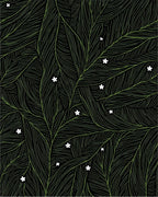 Lush Green Leaf Pattern with White Flowers Rug