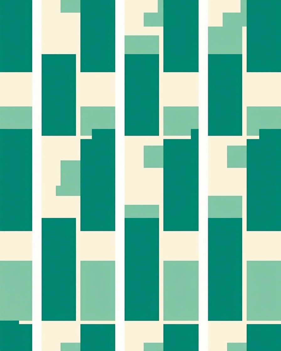 Modern Teal Rectangle Geometric Rug