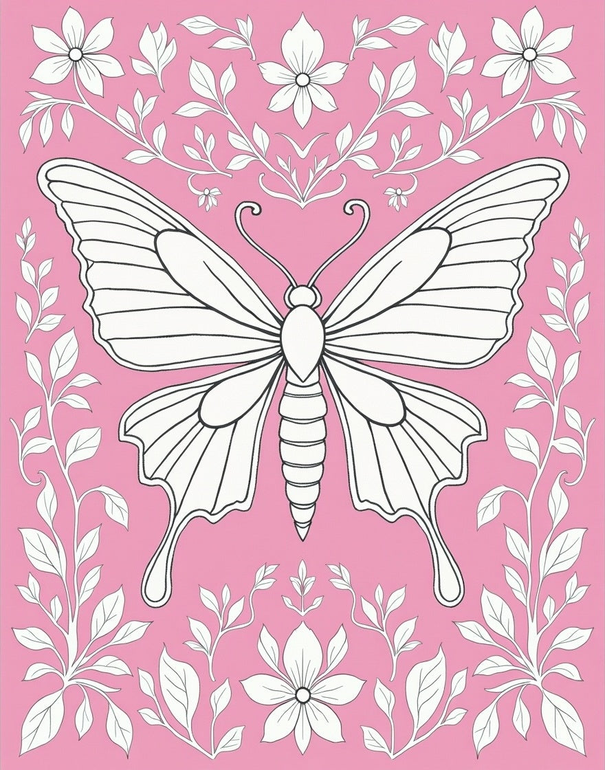 Pink Butterfly Floral Harmony Rug