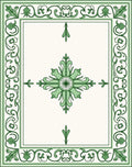 Ornate Green Floral Border Design Rug