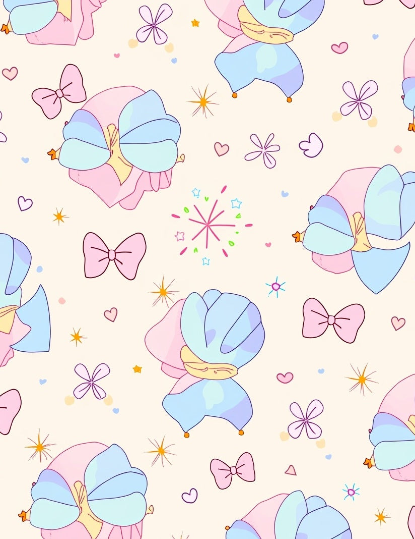 Pastel Colors Bows Flowers Design Rug