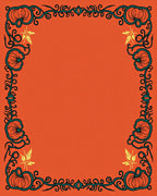 Autumn Floral Vine Border Design Rug