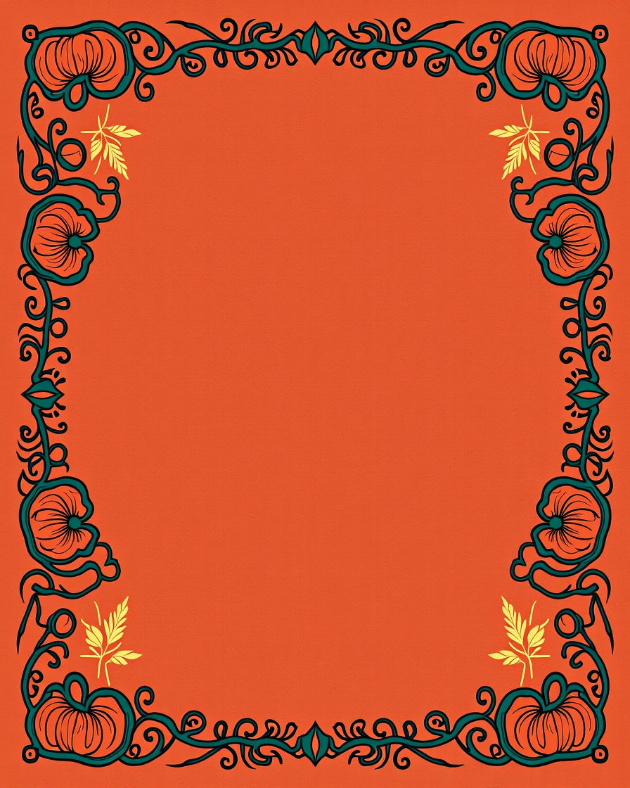 Autumn Floral Vine Border Design Rug