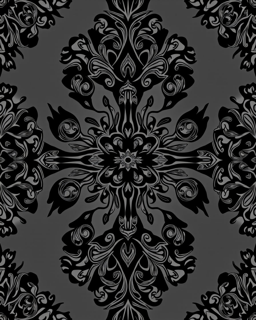 Ornate Black Mandala Pattern Rug