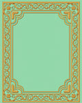 Ornate Gold Mint Scroll Border Rug