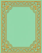 Ornate Gold Mint Scroll Border Rug