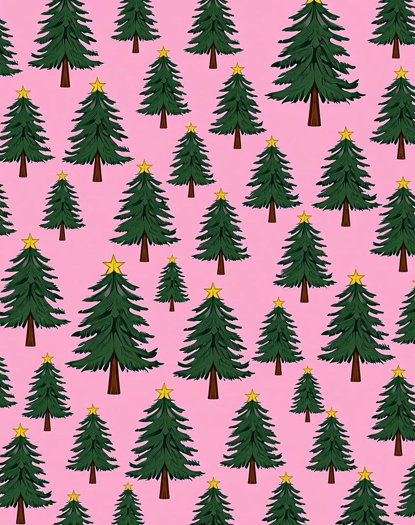 Green Christmas Trees with Yellow Stars Rug