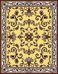Elegant Yellow Floral Scroll Pattern Rug