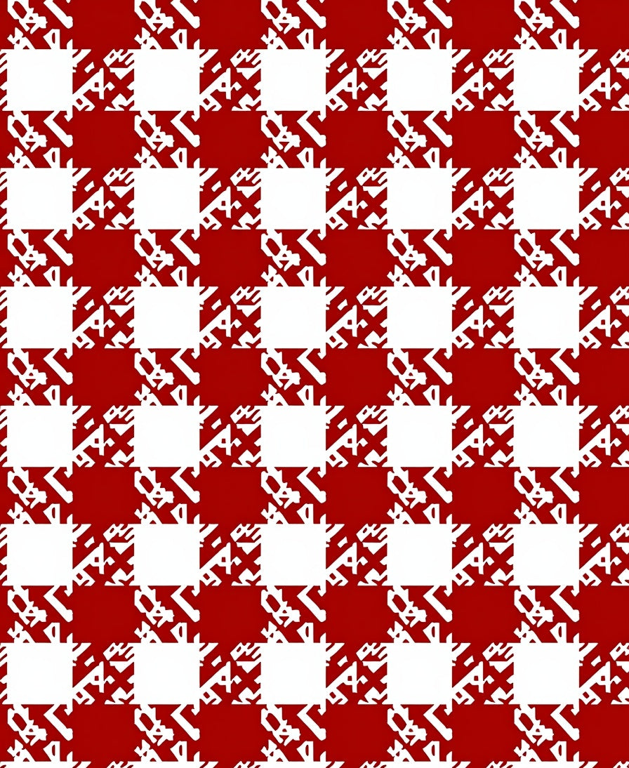Red White Buffalo Check Design Rug