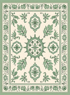 Sage Green Floral Mandala Patterned Rug