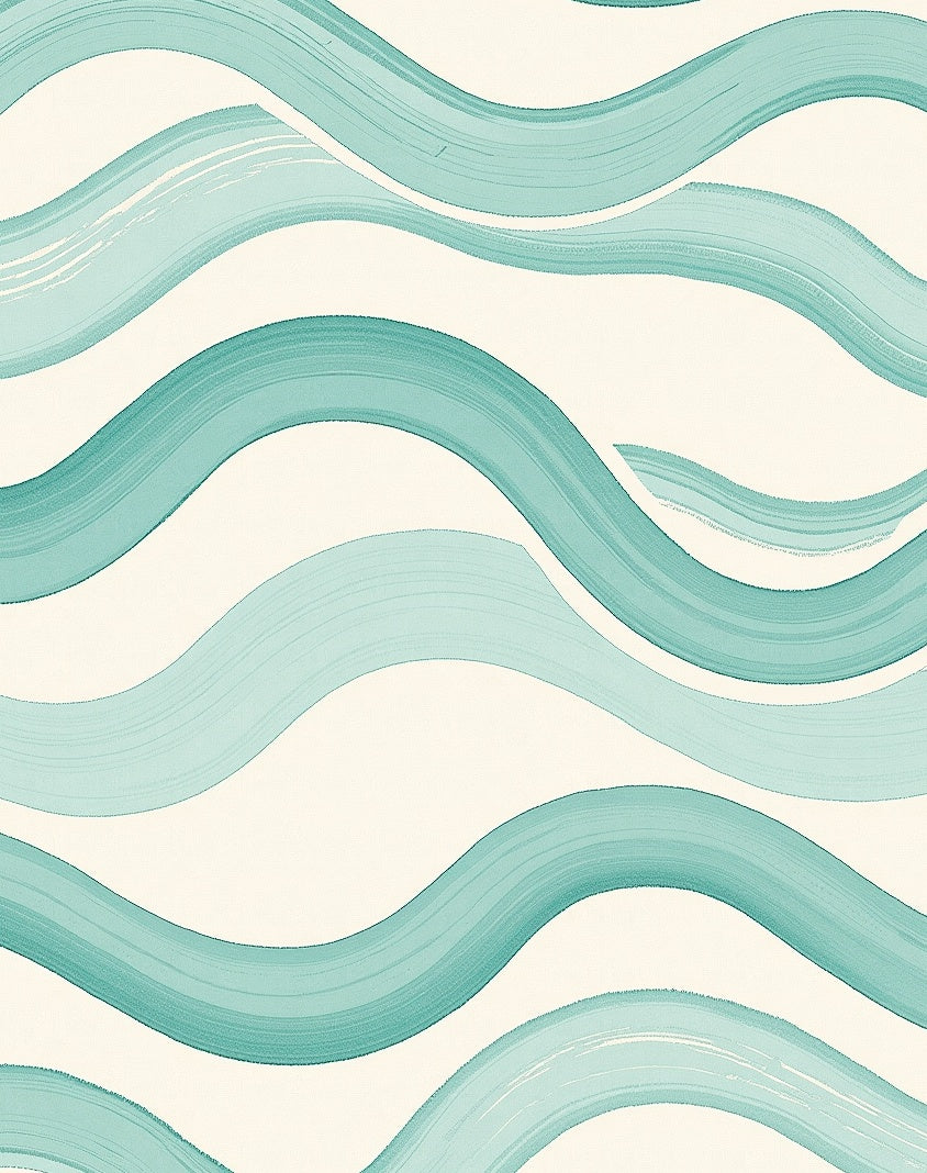 Aqua Brushstroke Waves Pattern Rug
