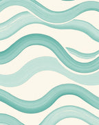 Aqua Brushstroke Waves Pattern Rug