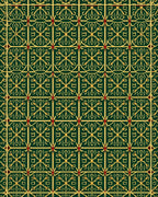 Emerald Gold Art Deco Grid Rug