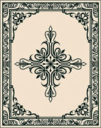 Damask Inspired Floral Cross Pattern Rug