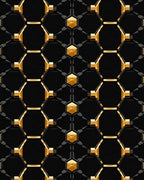 Black Gold Hexagonal Geometric Pattern Rug