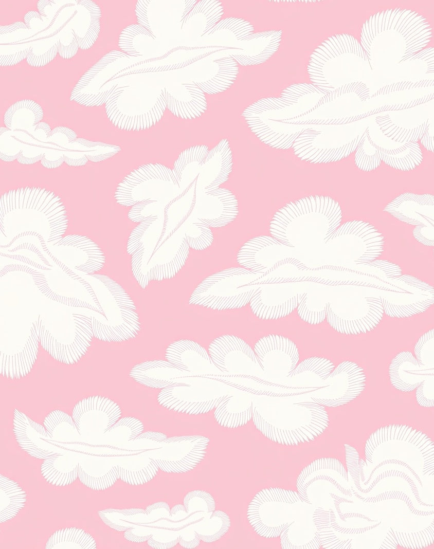 Whimsical Cloud Pattern Pink Rug