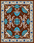 Ornate Teal Floral Brown Pattern Design Rug