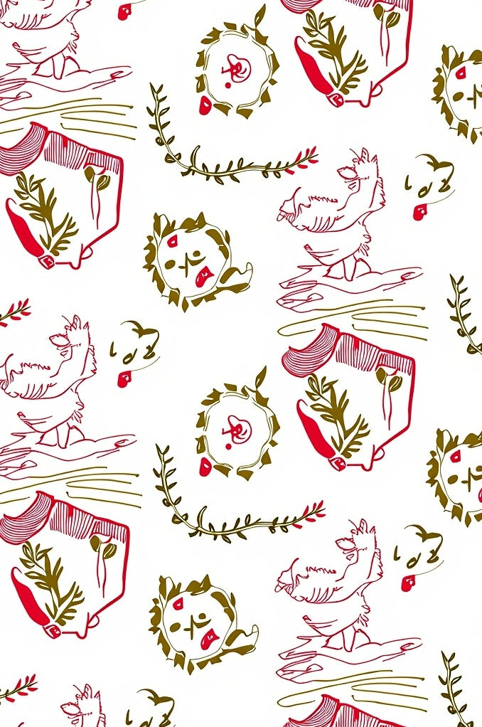 Whimsical red and gold foliage creatures Rug